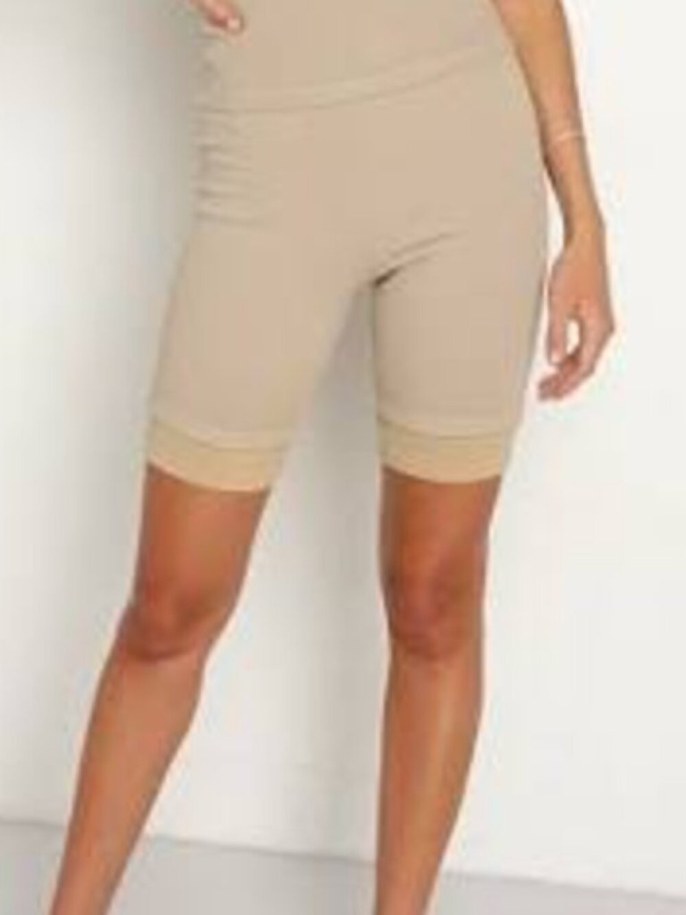 NWT DONNI. The Rib Bike Short Cream / Oat Layered Hem High Rise Size XSmall